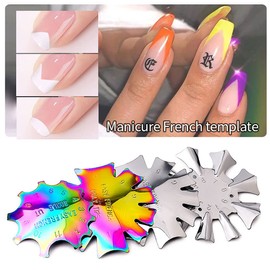 Pack of 2 Acrylic Nail Edge Trimmer, Almond Shape Easy French Smile Cut V Line Stainless Steel Manicure Edge Trimmer French Nails Stencil Cutter Tool Set for Acrylic UV Polyacrylic Gel Modelling