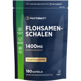Horbaach Psyllium Husk Capsules 1400 mg | 180 Vegan Capsules | 750 mg per Capsule | Fibre Supplement | Fibre Supplement