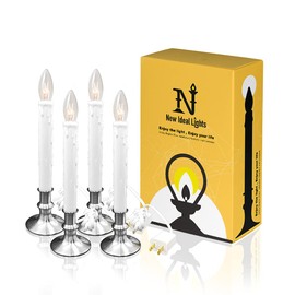 Daily Timer Window Candle 8/16 hrs Heavy Brush Nickel Base, New Heavy Base Version, UL Listed, 4 Pack with 2 Extra Replacement Bulbs(Brush Nickel, 4)