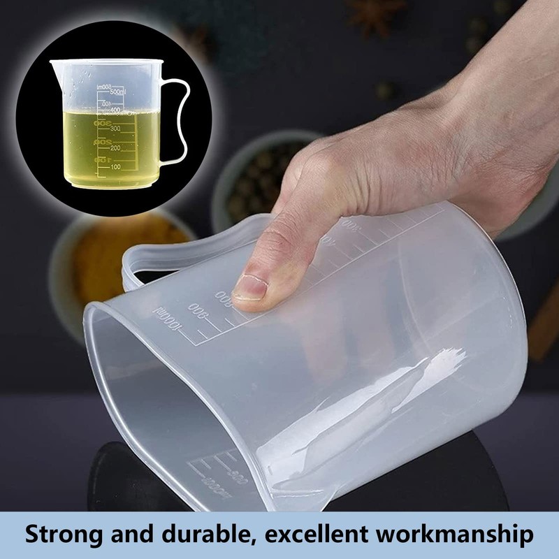 Cilindro medidor transparente, vaso medidor de plástico graduado con asa