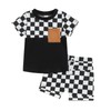 Toddler Baby Boy Girl Checkerboard Clothes Block Color Casual T-Shirt
