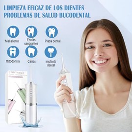 Irrigador Bucal,Limpieza Dental Portatil,3 Modos de Limpieza y 4 Puntas,irrigador Dental Inalámbrico 220ML,IPX7 impermeable,Irrigador Oral Desmontable