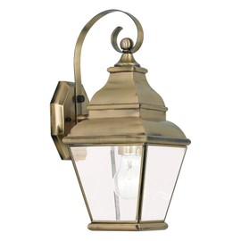 Livex Lighting 2590-01 Exeter 1 Light AB Outdoor Wall Lantern, Antique Brass
