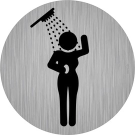 immi 4 x Door Sign Women's Shower Room for Women, 95 mm Diameter, Round, Stainless Steel Opt
