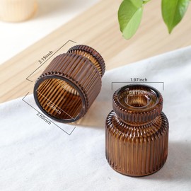 DARJEN 6 Pcs Amber Candlestick Holders - Glass Taper Candle Holders Tealight Votive Candle Holders for Table Centerpieces, Wedding, Dinner Party, Home, Gifts