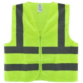 NEIKO Mesh High Visibility Neon Green Zipper Front Safety Vest with  Strips Medium