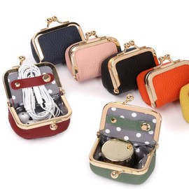 Genuine Leather Mini Jewelry Box, Portable Small Travel Jewelry Leather Box with Kiss Lock,Mini Jewelry Bag Ring Box, Solid Color Travel Jewelry Case Storage Box for Girls, Women (Red)