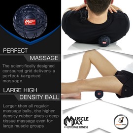 Muscle Max Massage Ball - Therapy Ball for Trigger Point Massage - Deep Tissue Massager for Myofascial Release - Mobility Ball for Exercise & Recovery