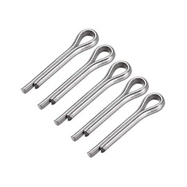 sourcing map Split Cotter Pin - 3.5mm x 20mm 304 Stainless Steel 2-Prongs Silver Tone Fastener Clip Key 5Pcs