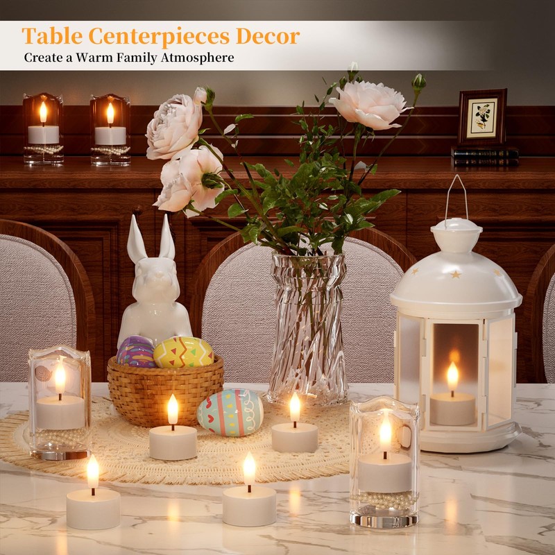 Rechargeable Flameless Tea Lights Candles with Charging Station 12Pcs Battery