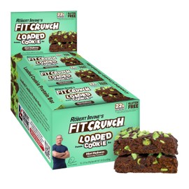 FITCRUNCH Loaded Cookie Protein Bar, High Protein, Gluten Free, Protein Snack (12 Cookie Bars, Mint Madness)