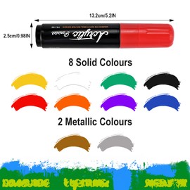 Goldge 10 Colors Jumbo Markers, 15mm Large Felt Tip Paint Markers, Permanent Acrylic Paint Pens for Rock Painting, Canvas, Glass, Mugs, Wood, Wall, Stone, Ceramic, DIY Crafts, Art Supplies