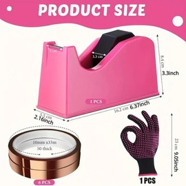 8 Pcs Heat Tape Dispenser Set, Sublimation Tape Dispenser 1 Pcs Heat Resistant Gloves with Silicone Bumps 6 Pcs Heat Tape for Sublimation Non-skid Base Weighted Desktop for Office Stationery & Supplies