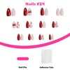 Press on Nails Short Almond MABKJLF Wine Red Fake Nails