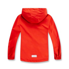 LOKTARC Boys Girls Rain Jacket for Kids Lightweight Waterproof Hooded Raincoats Red 5-6 Years/Size 120