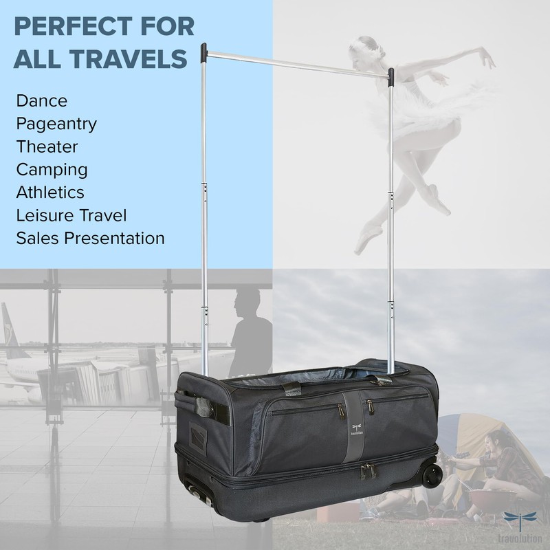 Travolution Dance Bag with Garment Rack, 28 Inch Rolling Duffel