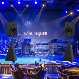 Speaker Stand Cover Tripod Stand Skirt Skrim Floor Speaker Tripod Support Stand Cover Skirt 3 Side DJ Speaker Cover with Travel Bag for Weddings Banquets Events Black (2Pack)