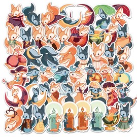 Fox Stickers 50 PCS Cartoon Animal Vinyl Waterproof Stickers for Laptop Skateboard Water Bottles Guitar Refrigerator Skateboard Computer Decal for Kids, Adults, Teens (Fox)