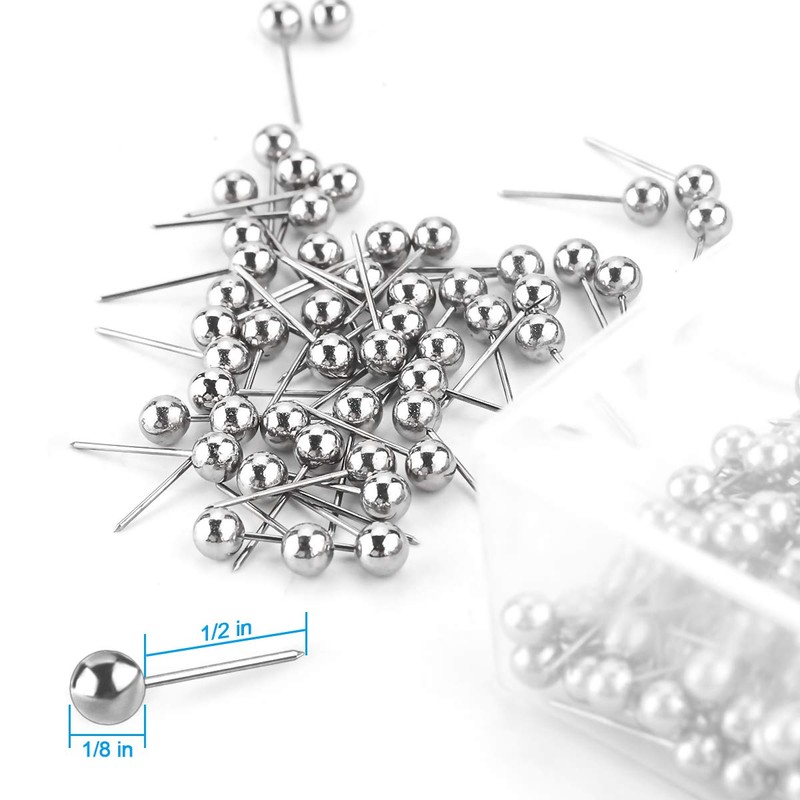 Yalis Push Pins Map Tacks 1/8-Inch Retro Metallic Color Beads