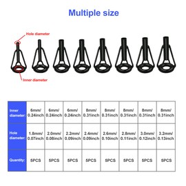 yuntop 40 Pcs 8 Sizes Black Stainless Steel Rod Tip Repair Kit Heavy Duty Ceramic Ring Guide Rod Repair Replacement