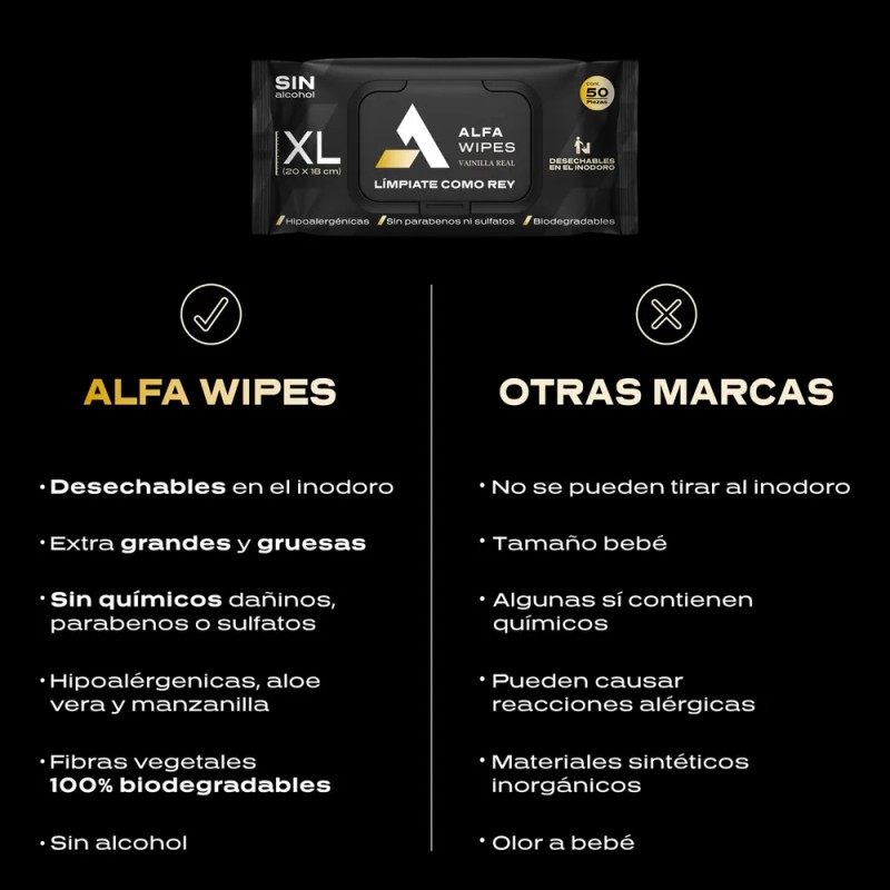 Toallitas Humedas Vainilla Real Alfa Wipes 6pack (300 Toall)