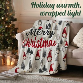 Luxury Christmas Blanket, Premium Ultra Soft Warm Winter Christmas Throw Blanket, Cozy for Couch Sofa Bedroom Festive Holiday Decoration Gift 50 x 60 inches (Gnome-Christmas Blanket)