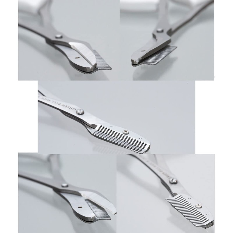 Green Bell Stainless Steel Eyebrow Scissors with Comb (White)