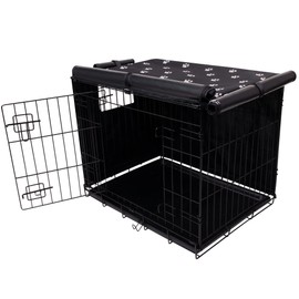 Pet Prime Dog Crate Cover Indoor/Outdoor Durable Windproof 600D Oxford Fabric Pet Kennel Cover Fit for 24 30 36 42 48 Inches Wire Dog Crate for Small and Large Dogs-Cover Only(42 Inch (42"x28"x30"))