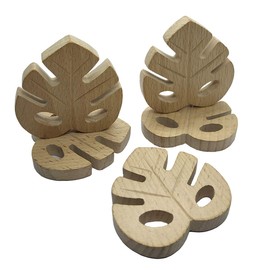 5pcs Wooden Teether Wood Pendant For Baby Teething Toys Product leaf Shape Teether Food Grade Materials Baby Teethers (5pcs)