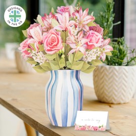 CENTRAL 23 Paper Flower Bouquet Birthday Cards For Women Her Wife Mom - 14x9 inch 3D Pop Up Cards Lily And Rose - Fresh Cut Paper Flowers Greeting Cards And Envelopes - Mother's Day Anniversary