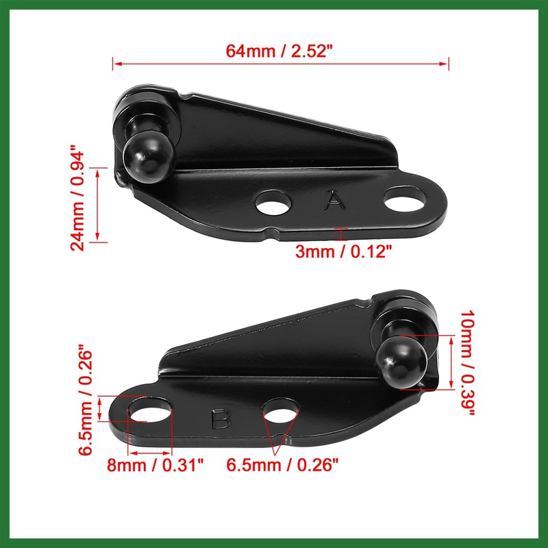 Motoforti 2 Pair 10mm Vehicle Ball Studs Mounting Bracket for