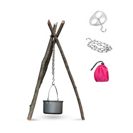 Konbison Camping Tripod Board, Turn Branches Into Stainless Steel Campfire Support Plate With Adjustable Chain For Hanging Cookware Perfect Portable Camping Gear Accessories For Outdoor Cooking(1pcs)