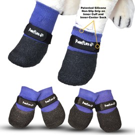 Double Dipped Thick Textured Waterproof Cotton Dog Socks | PawFlex Comfy Pawz Soft Indoor/Outdoor Pet Booties | Non-Slip Silicone Grip at Inner Wrist for No Twisting or Sliding Off| Adjustable Strap