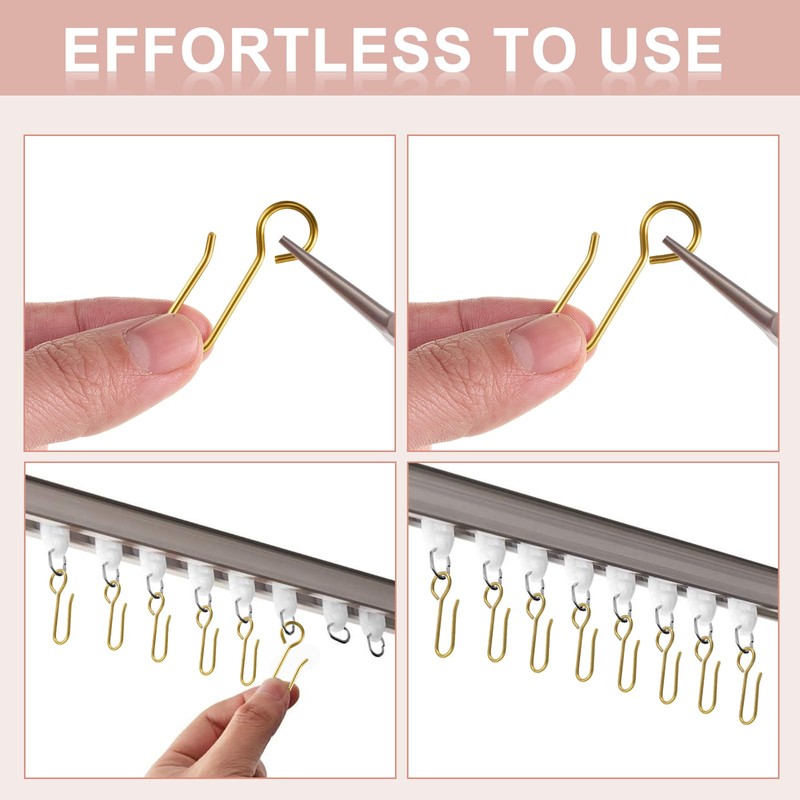 Jetec 60 Pcs Metal Curtain Track Hooks S Shaped Small