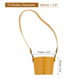 sourcing map Water Bottle Carrier Holder with Strap, 67x66mm PU Leather Tumbler Holder Coffee Cup Holder Water Bottle Sleeve Bag Water Bottle Drinks Bags for Camping Walking Hiking, Yellow