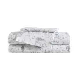 Eddie Bauer Kids - Twin XL Sheets, Stain-Resistant Toddler Bedding with Matching Sham(s), Super Soft, Ideal Boy Room Essentials (Big Foot Hiking Trip White, Twin XL)