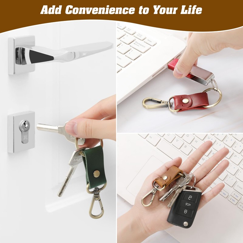 Jack&Chris Genuine Leather Keychain, Small Keychain for Man and Women,