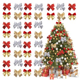 Pack of 96 Christmas bows, Christmas tree bows, bow decorations, bows for Christmas tree, Christmas tree decoration bows, 4 styles