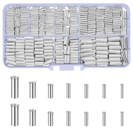 650 Pcs 7 Sizes Wire Ferrules Kit, Tinned Copper Crimp Connectors, 22-18 AWG 16-14 AWG 12-10 AWG Non Insulated Electrical Cable Pin Cord End Terminals, Wire Copper Crimp Fitting Ferrules
