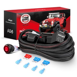 Nilight Wiring Harness Kit Nylon 16 AWG 2 Leads 12 V On Off Switch Power Relay Blade Fuse for LED Light Bar Off Road Lights on Cars Jeep Boat Trucks