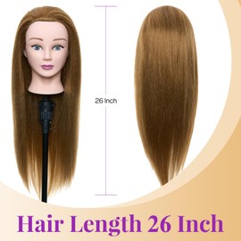 Neverland Beauty & Health 24 inch 50% Real Human Hair Hairdressing Training Head Brown Hairdressing Cosmetology Mannequin Manikin Training Head