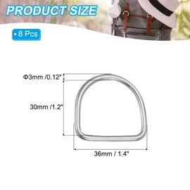 PATIKIL 2.4" Metal D-Rings, 8 Pcs 304 Stainless Steel D Ring Welded Solid Dee Rings DIY Accessories for Belts Sewing Dog Collars Webbing Straps, 5x50mm