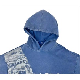 CUTEGAL Y2K Hoodie Denim Grunge Hoodie Streetwear Clothes Casual Oversize Blaze Print Pattern Skull Hoodie Unisex 2023AW (Blue,XL,X-Large)