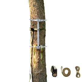 ONECHOI Climbing Sticks, 17” Lightweight Aluminium Hunting Climbing Sticks w/Silent Design, Tree Stand Sticks w/Pivoting V-Brackets & 20” Rope Aiders, Tree Steps for Deer Hunting Gear(4 Packs)