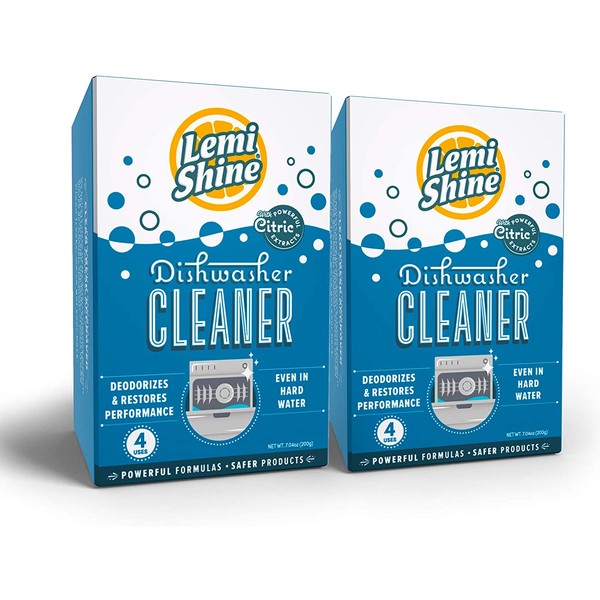 Lemi Shine Natural Dishwasher Cleaner - Dishwasher Cleaner and Deodorizer Powered by Citric Acid and a Natural Fresh Lemon Scent (8 Count)