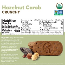 Olyra Organic Breakfast Biscuits - Hazelnut Carob - Healthy Snacks Pack of 24