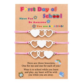 UNGENT THEM Back to School Gifts Mommy and Me First Day of School Bracelet for Mom and Daughter, First Second 1st 2nd Grade Bracelet Mother Daughter Bracelets Set for 3
