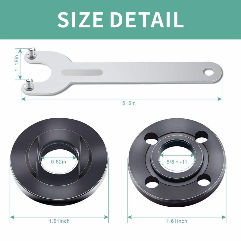9PCS Angle Grinder Nut Angle Grinder Wrench Kit 5/8-11 Flange