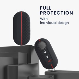 kwmobile Carcasa Compatible con Llavero de Fiat Lancia Llave de Coche Plegable de 3 Botones Funda - Funda para Mando de Coche de Silicona - Negro/Rojo