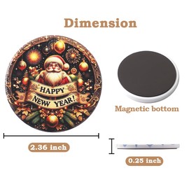 4Pcs Fridge Magnets Happy New Year 2025 Strong Refrigerator Magnets Fridge Magnet Sticker, Strong Refrigerator Magnets for Whiteboard Decorative Magnetic Board Cabinets Classroom Office School